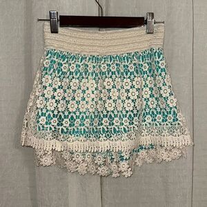 Beauties XL Ivory Teal Lace Skort